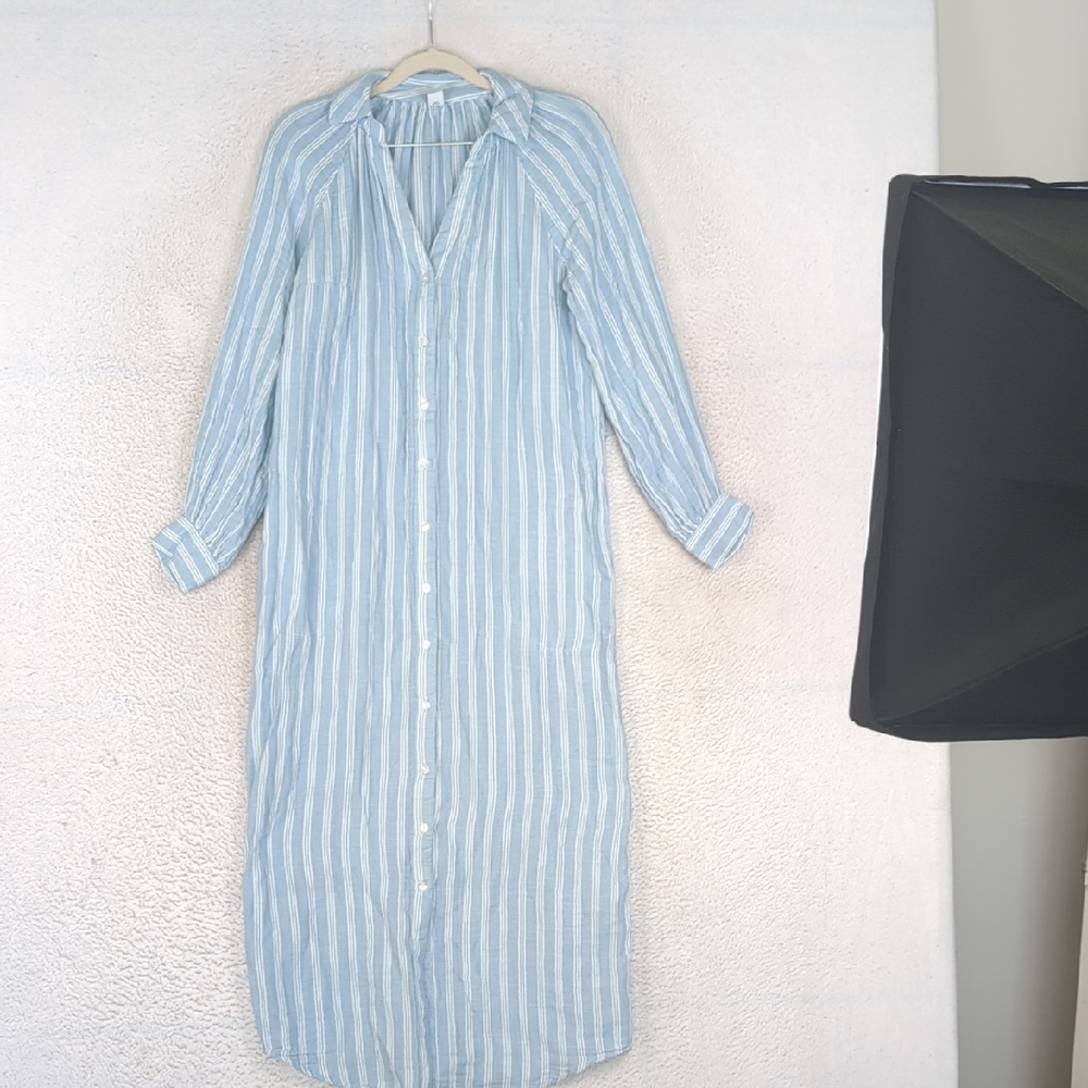 Old‎ Navy Women's Blue & White Striped Button Down Midi Dress Size XS